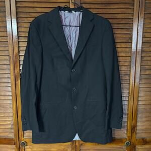 Wilke-Rodriguez Men's Wool Blazer Suit Jacket, 3 Button Black Striped, Size 38 L